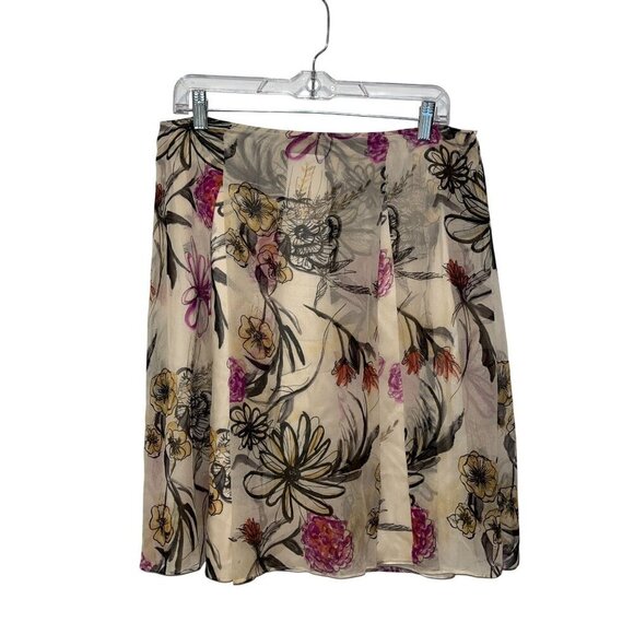 St. John Couture  Silk Bohemian Womens Floral Print Skirt Size 10 - Picture 1 of 8